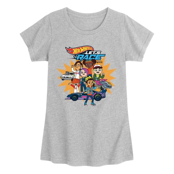 Hot Wheels - Let's Race Character Collage - Youth Girls Fitted Short Sleeve T-Shirt