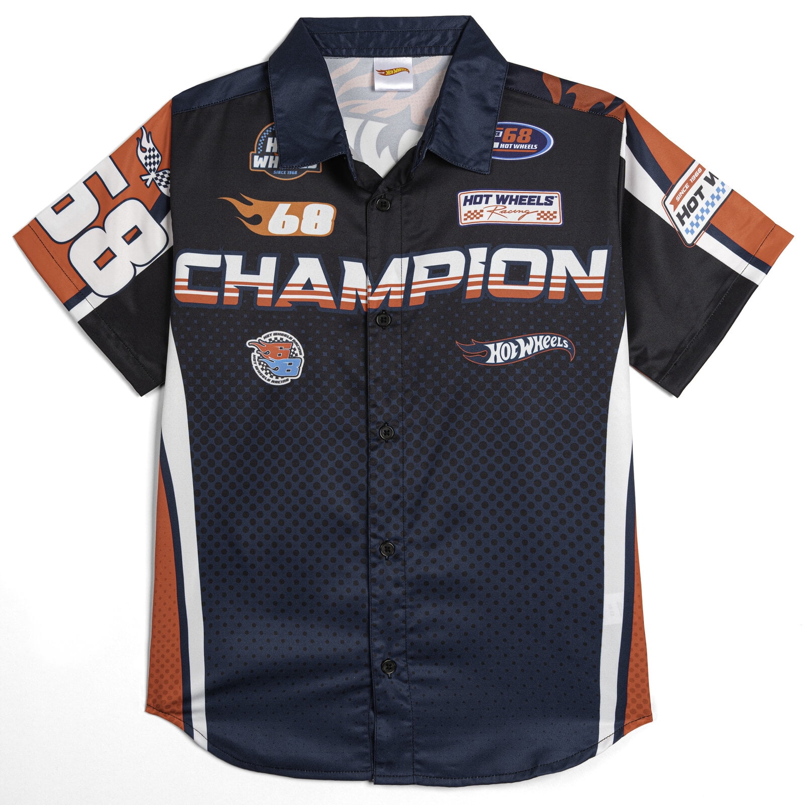 Hot Wheels Little Boys' Button-Down Shirt Navy Blue Racing - Walmart.com