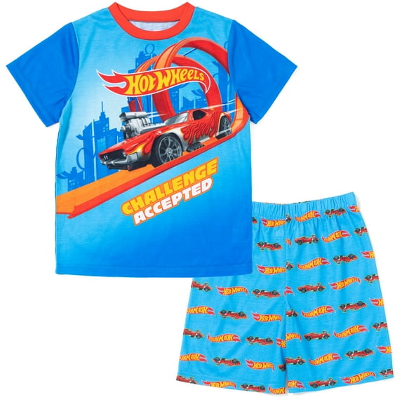 Hot Wheels Little Boys Pajama Shirt and Shorts Sleep Set Little Kid to Big Kid