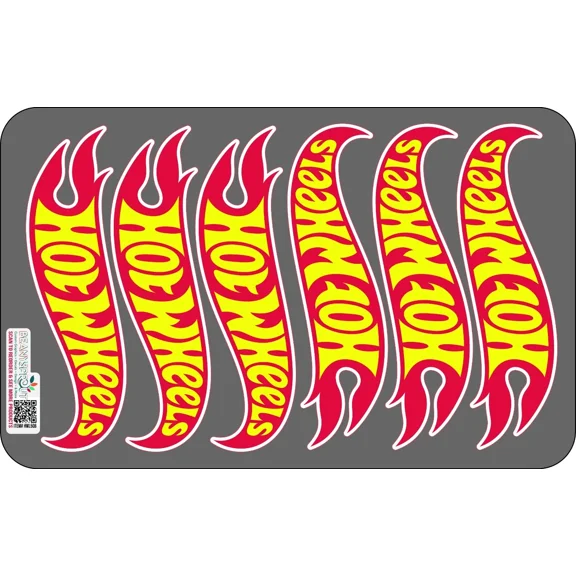 Hot Wheels Logos 5"L X 1.5"H (Each Decal) Sheet Of 6 Decal Sticker
