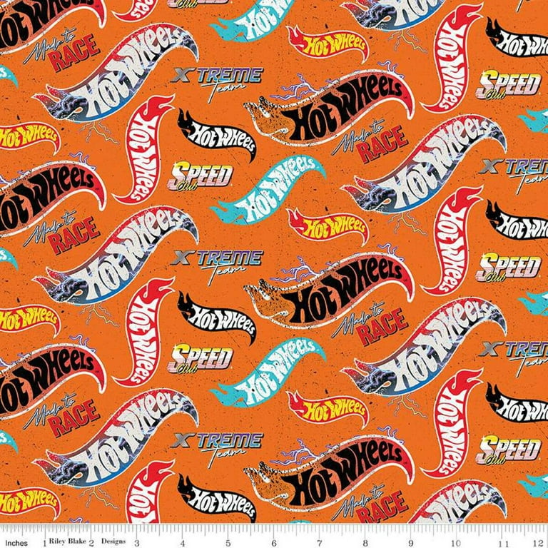 100% Cotton Licensed Fabric - Hot Wheels Logo - 43' 100% Cotton Licensed Fabric - Hot Wheels Logo - 43'