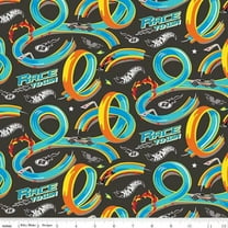 Hot Wheels Made to Race Track Charcoal Cotton Fabric (1 yard)