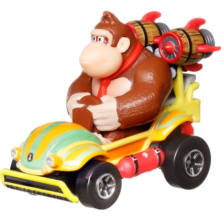Hot Wheels Mario Kart 1:64 Scale Donkey Kong Character & Toy Kart, Collectible Vehicle