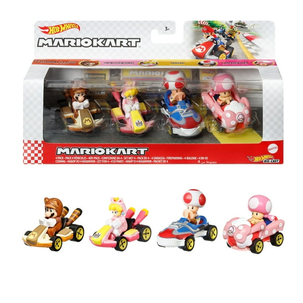 Hot Wheels Mario Kart 4-Pack 1:64 Scale Vehicles for Stores