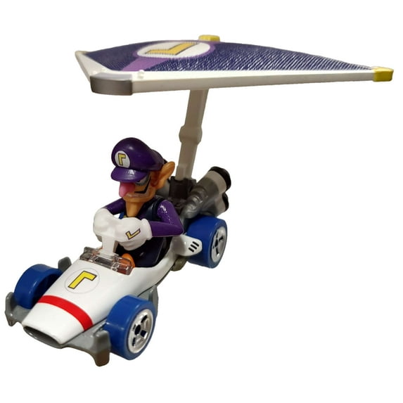 Hot Wheels Mario Kart B-Dasher + Super Glider Waluigi Diecast Car (No Packaging)