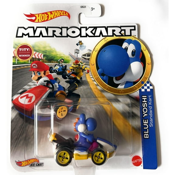 Hot Wheels Mario Kart Blue Yoshi Standard Kart