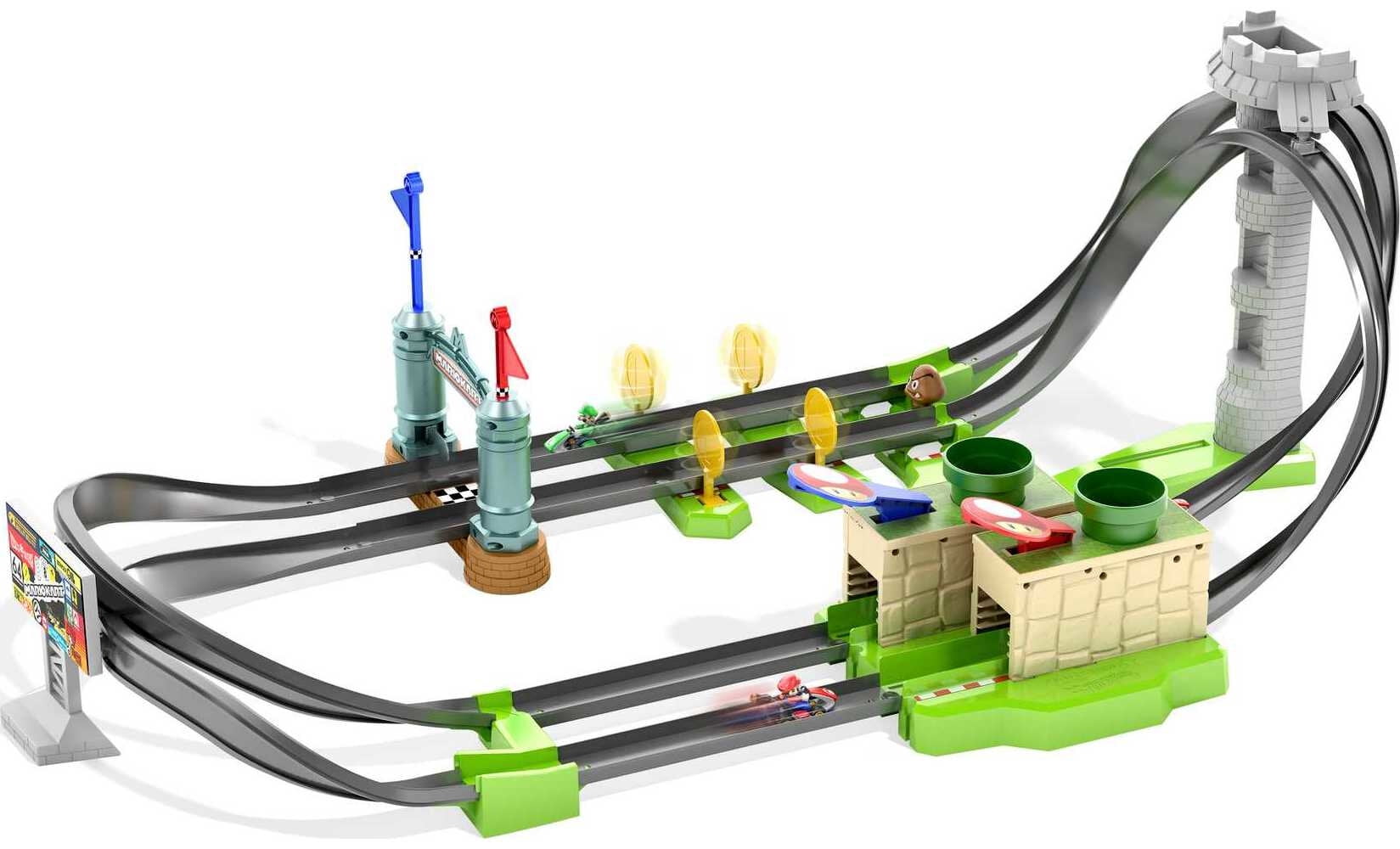 Hot Wheels Mario Kart Circuit Lite Track Set with 1:64 Scale Toy