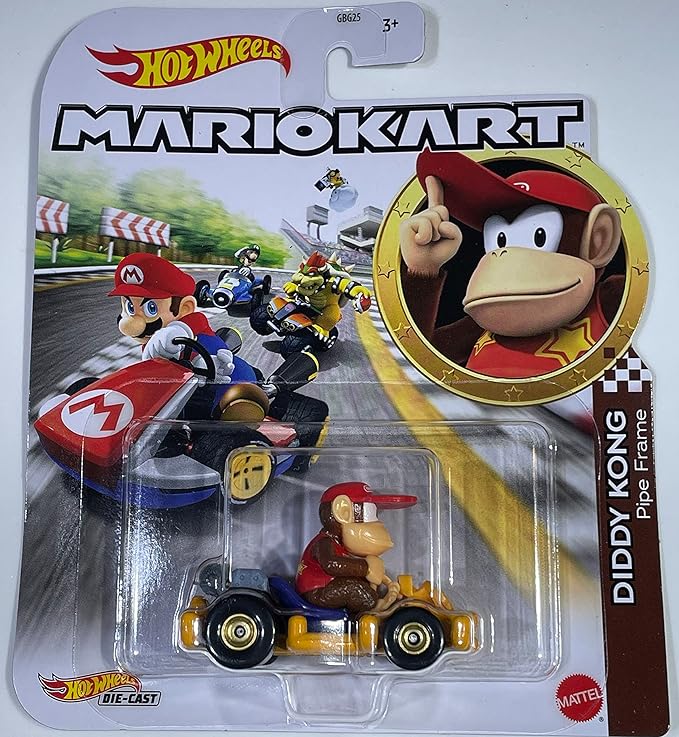 Hot Wheels Mario Kart Diddy Kong Pipe Frame 1/64 Hot Wheels Mario Kart Diddy Kong Pipe Frame 1/64