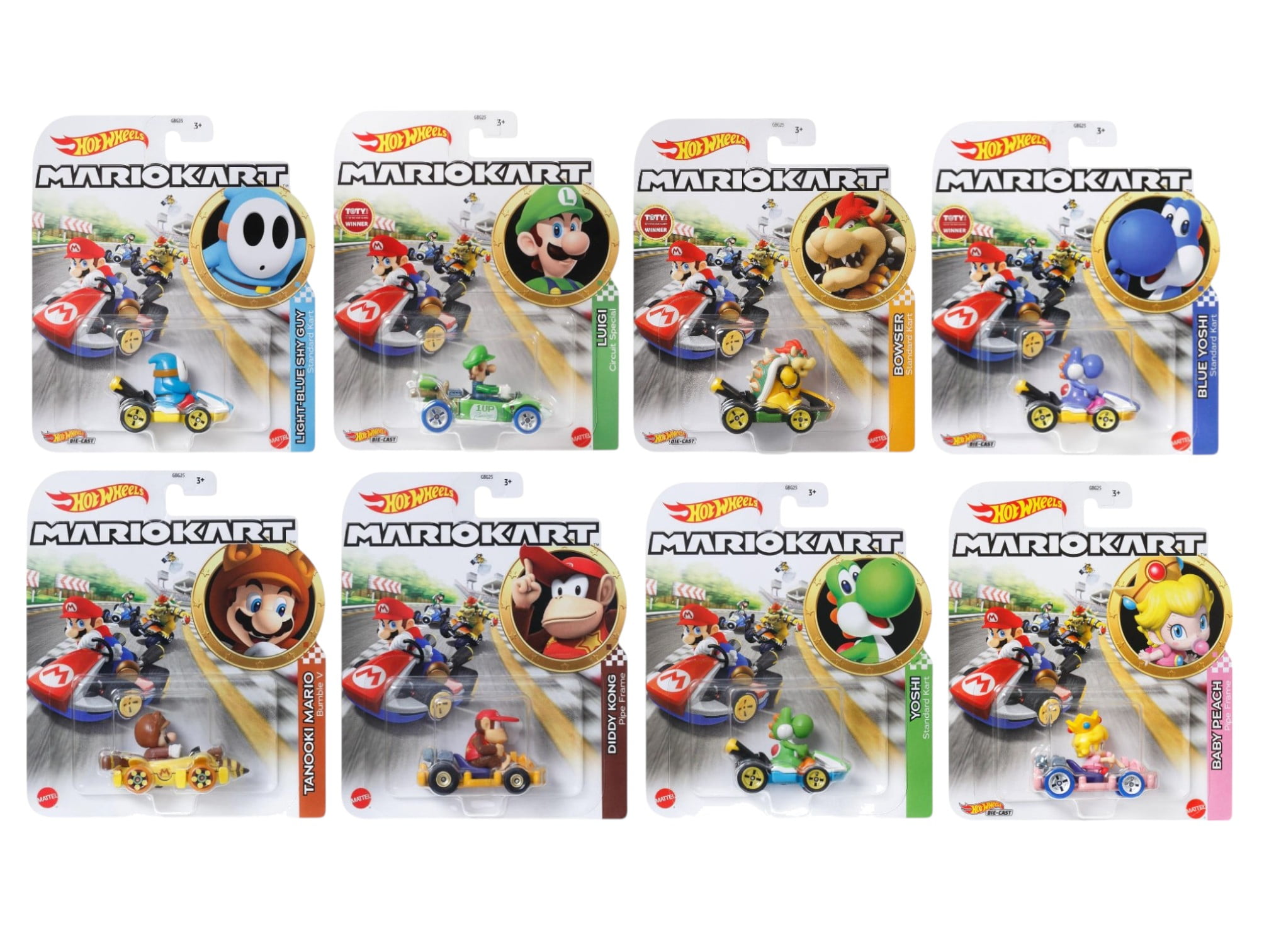 Hot Wheels Mario Kart Die-Cast Character Cars Collection, 8-Pack