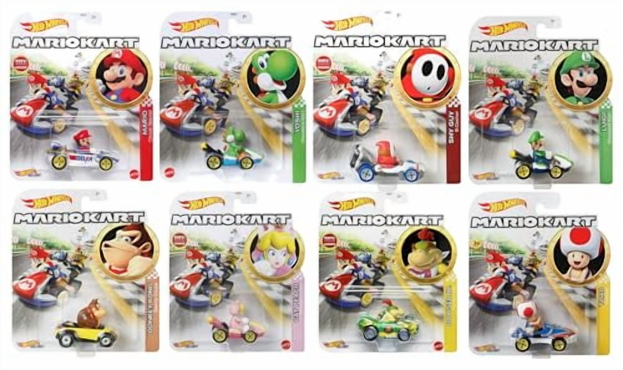 Hot Wheels Mario Kart Die-Cast Character Cars Collection, 8-Pack Set, Nintendo Gaming Collectibles GBG25-957N