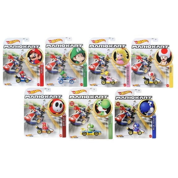 Hot Wheels Mario Kart Die-Cast Vehicle Collection, 7 Character Cars Set, Nintendo Gaming Toys GBG25-957L