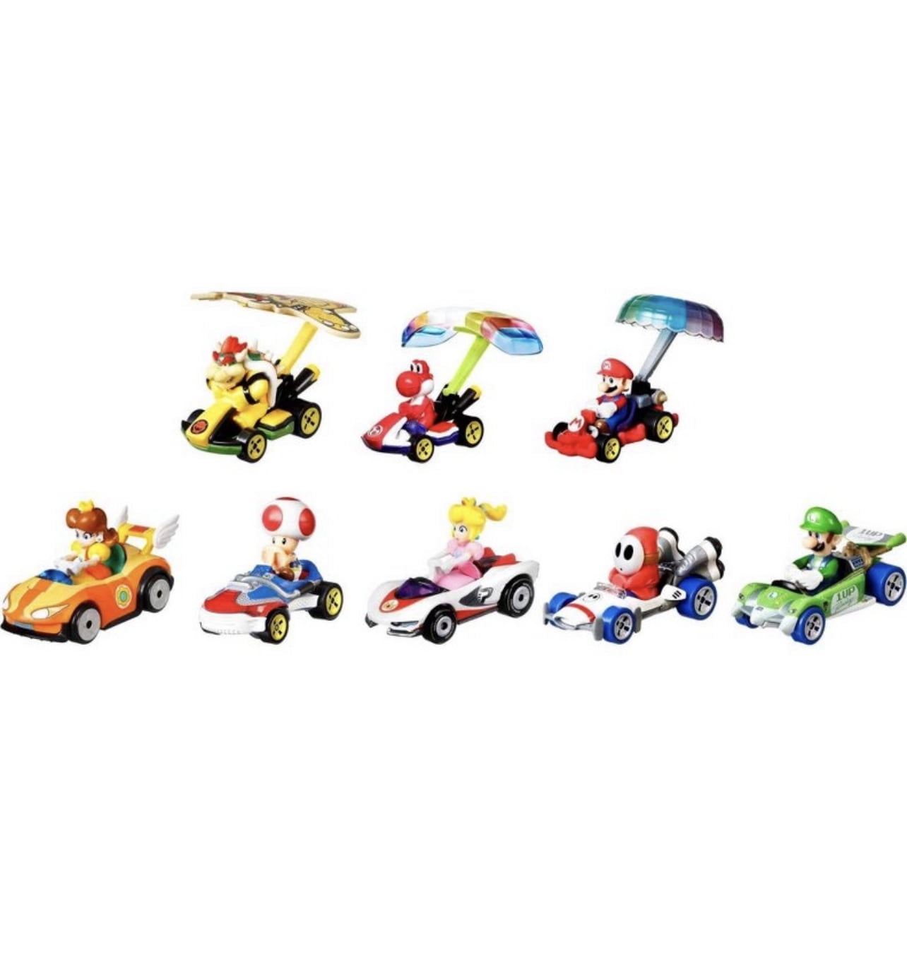 Hot Wheels Mario Kart Glider Vehicle Set, 8 Pack, Die-Cast Racers