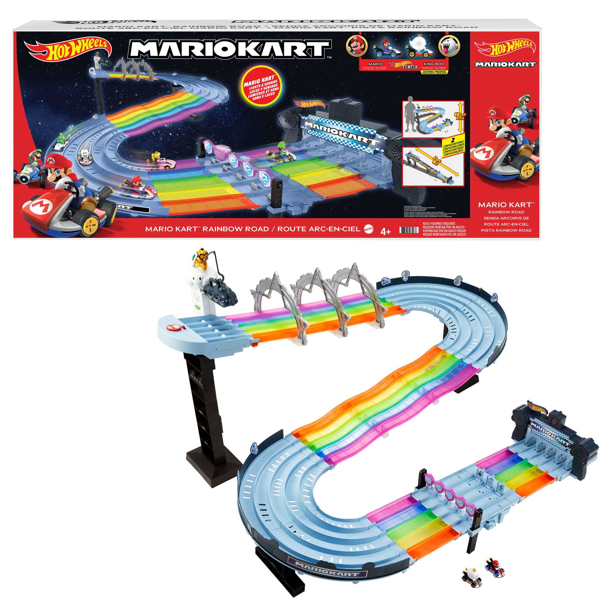 Hot Wheels Mario Kart Rainbow Road Raceway Set 1/64 Scale - US