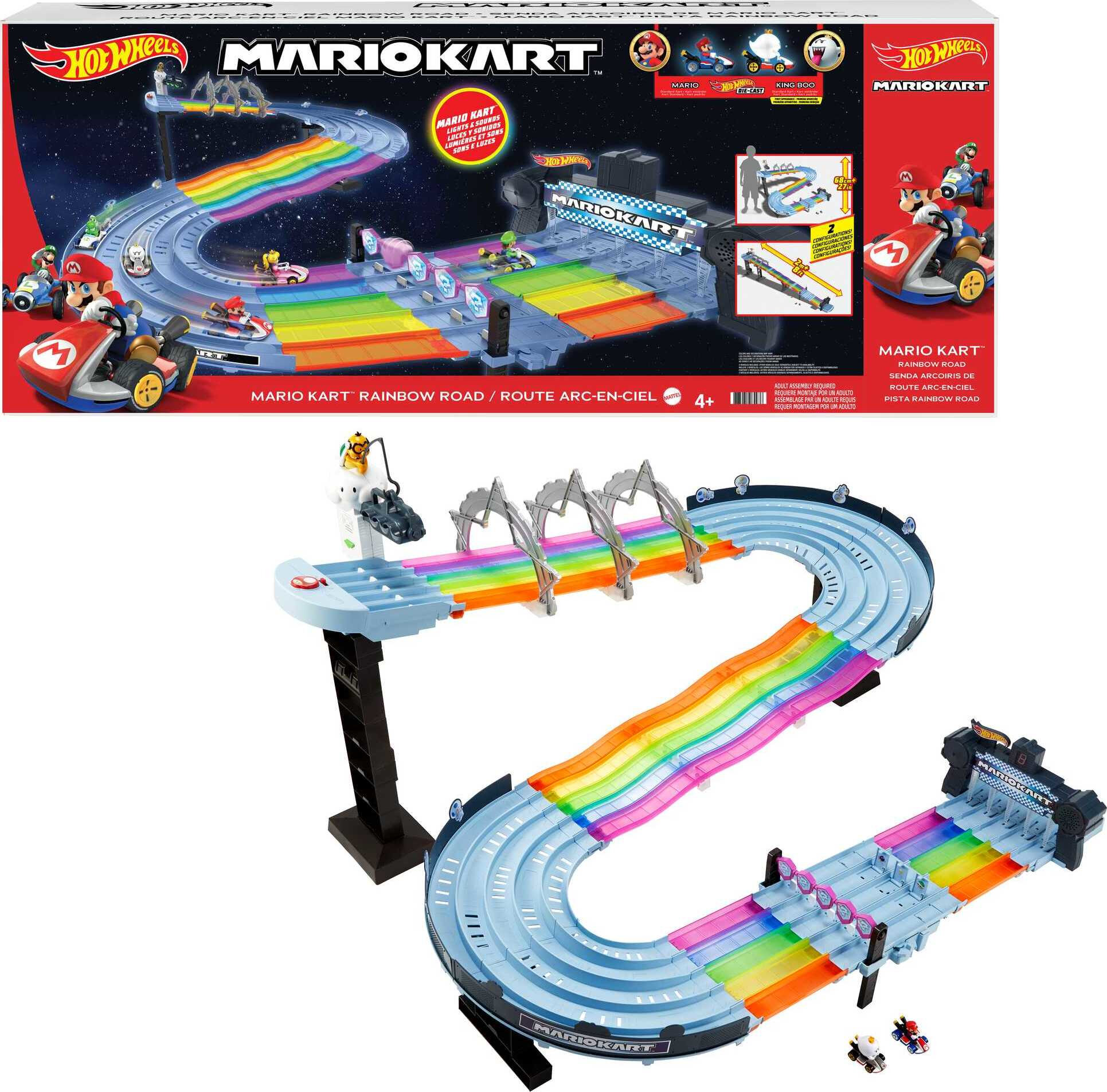 Hot Wheels Mario Kart Rainbow Road Raceway Set with 2 1:64 Scale Vehicles - image 1 of 7