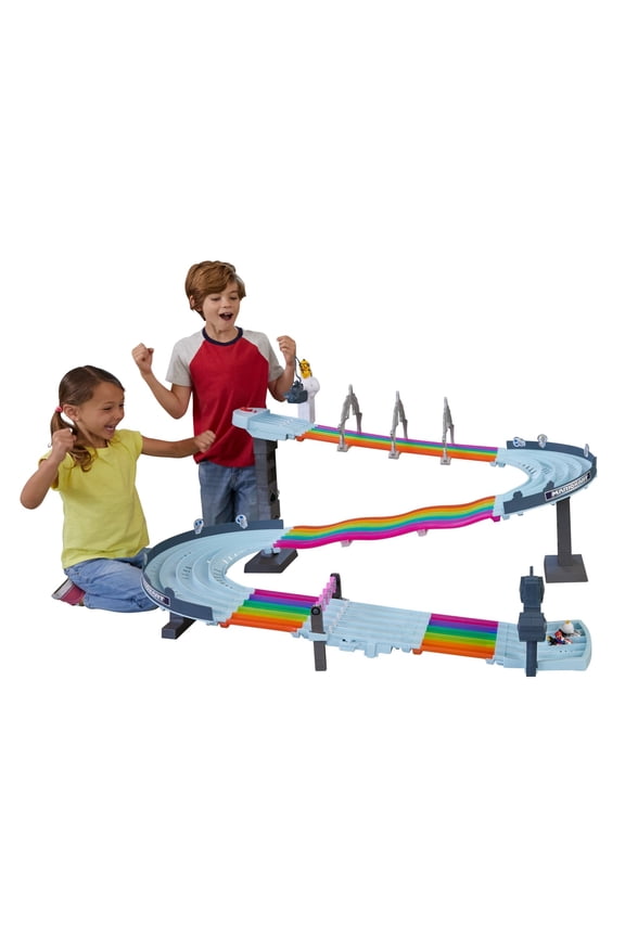 Mario Kart Rainbow Road Raceway Set with Two 1:64 Scale Vehicles