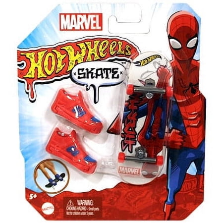 Hot Wheels Marvel Hot Wheels Skate 5 Years & Up Fingerboard and Shoes, Spider-Man, 0.75 lb