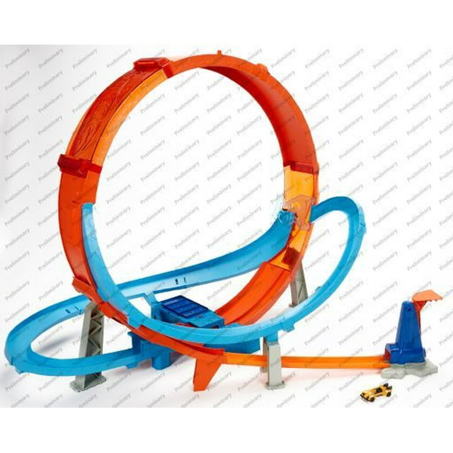 Hot Wheels Massive Loop Mayhem Track Set & 1:64 Scale Toy Car with Loop (28 Inches Wide)