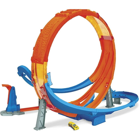Hot Wheels Massive Loop Mayhem Track Set with Huge 28-Inch Wide Track Loop Slam Launcher, Battery Box & 1 1:64 Scale Car