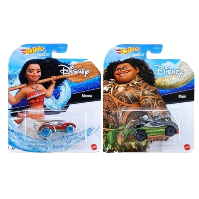 Hot Wheels Maui and Moana Character Cars, 2-Pack Collectible Die