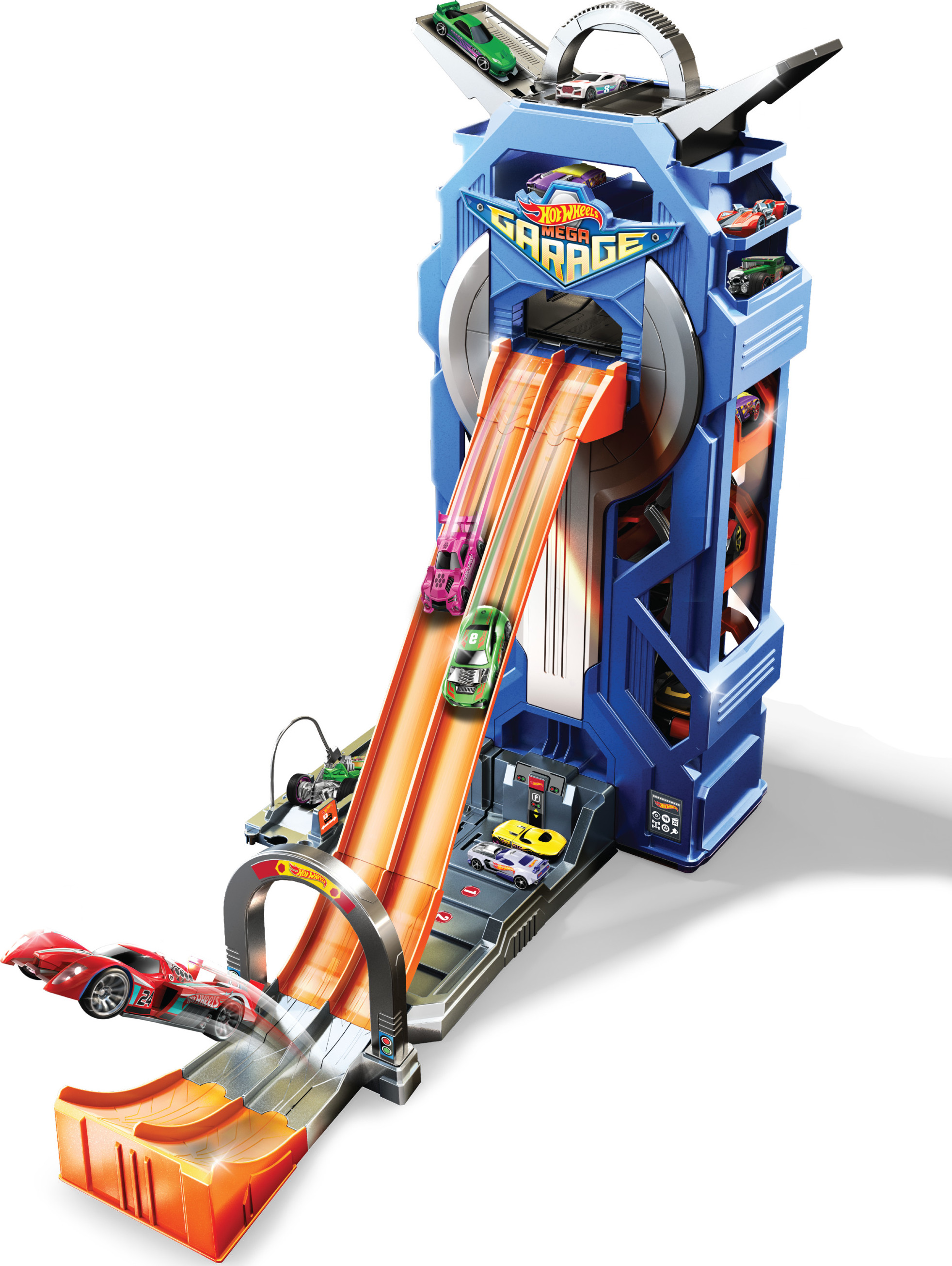 Hot Wheels Mega Garage Toy Car Race Track & Playset, Stores 35+ 1:64 Scale Vehicles - image 1 of 7