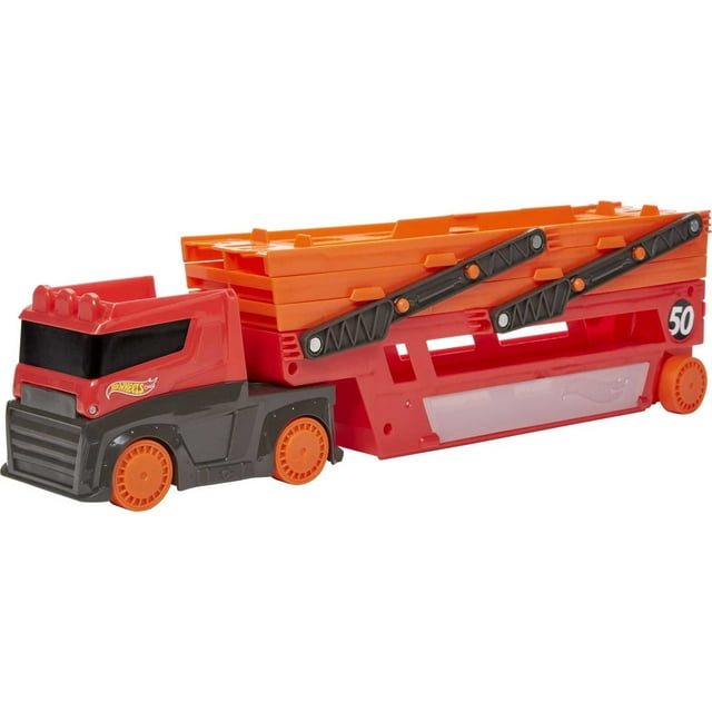 Hot Wheels Mega Hauler with 6 Expandable Levels, Stores up to 50 1:64 Scale Toy Vehicles