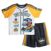 Hot Wheels Mesh Baseball Jersey Athletic T-Shirt and Shorts Outfit Set Toddler to Big Kid