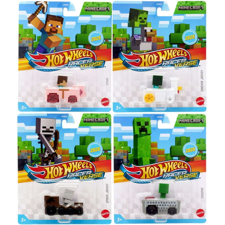 Hot Wheels Minecraft Creeper, Steve, Chicken Jockey & Spider