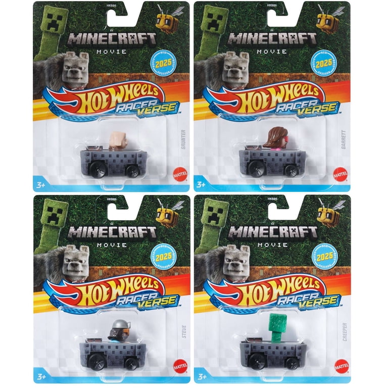 Hot Wheels Minecraft Movie Grunter, Garrett, Steve & Creeper