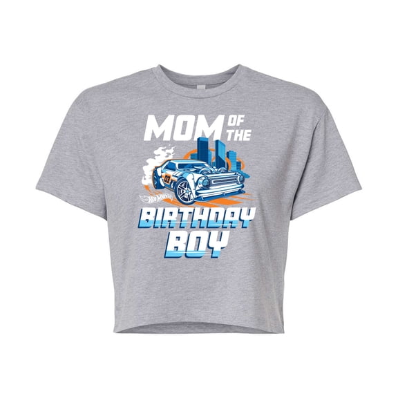 Hot Wheels - Mom Of Birthday Boy - Juniors Cropped Cotton Blend T-Shirt