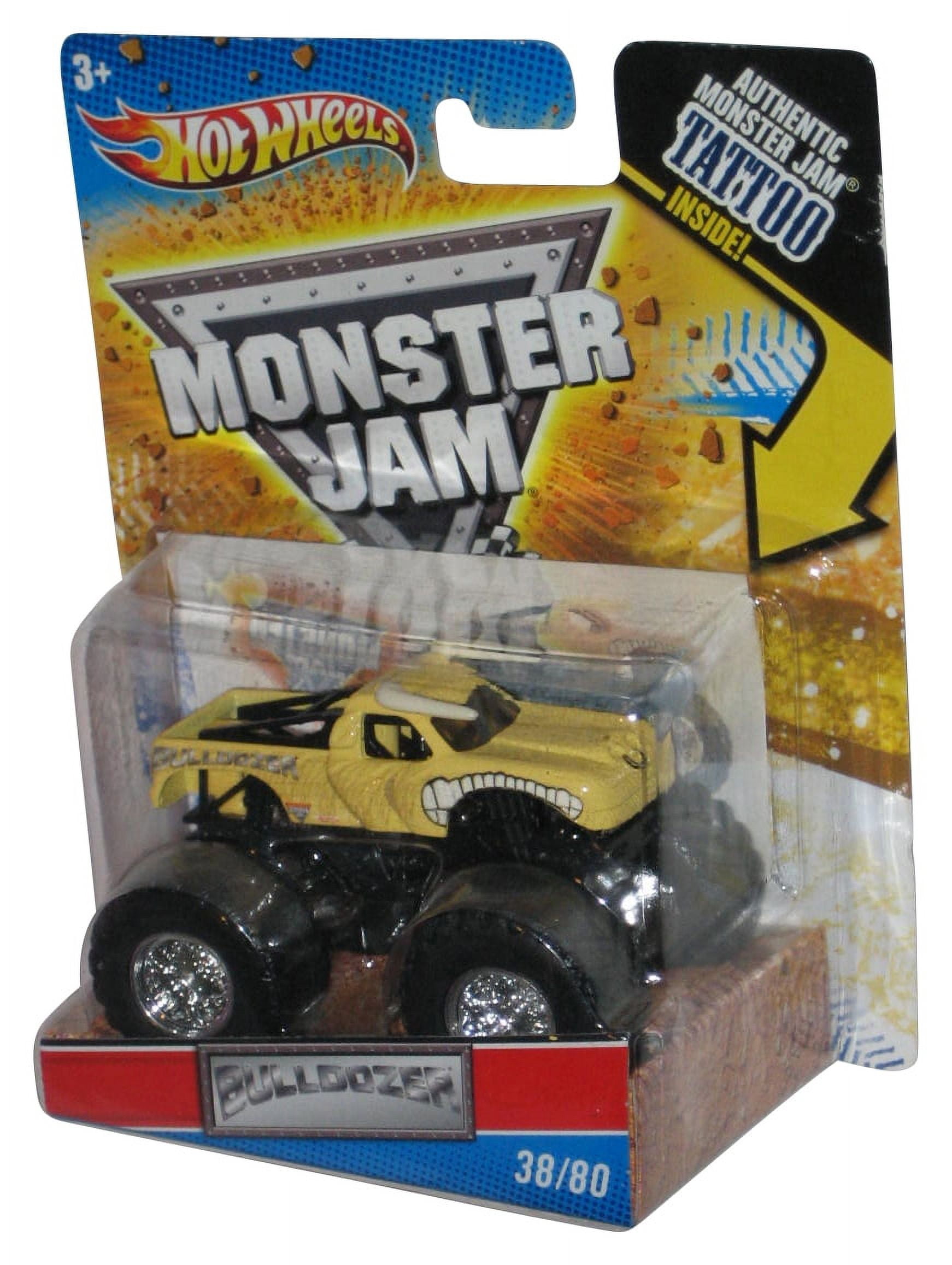 Hot Wheels Monster Jam (2010) Yellow Bulldozer Toy Truck 38/80 w/ Tattoo -  Walmart.com