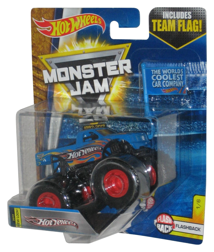 Hot Wheels Monster Jam (2016) Flashback 1/6 Blue Toy Truck w/ Team Flag -  Walmart.com, image size:893x1055