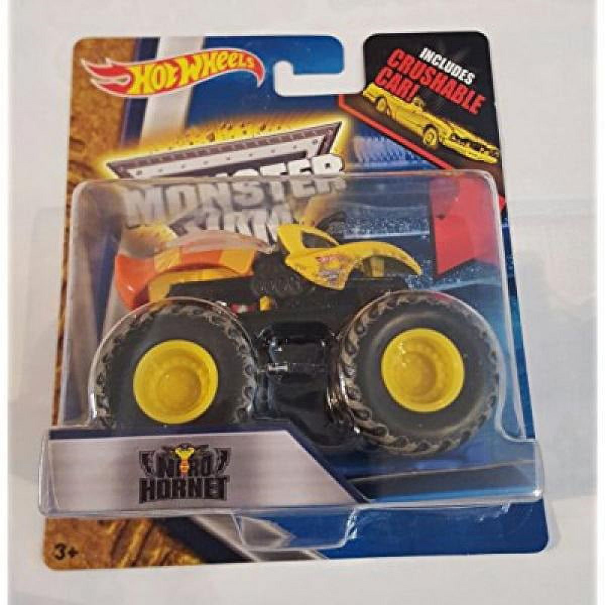 Hot Wheels Monster Jam W/2015 Crushed Car (Nitro Hornet - Mud)
