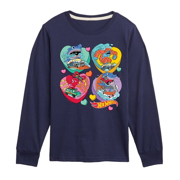 Hot Wheels - Monster Racing Hearts - Toddler & Youth Long Sleeve Graphic T-Shirt