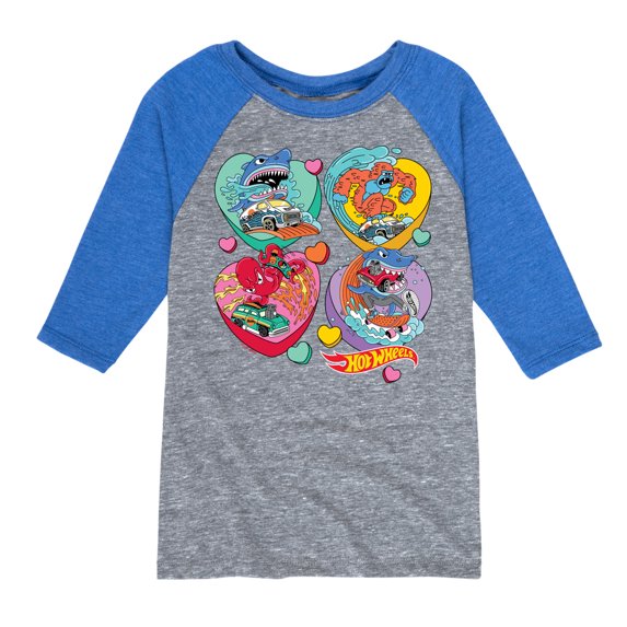 Hot Wheels - Monster Racing Hearts - Toddler & Youth Raglan Graphic T-Shirt