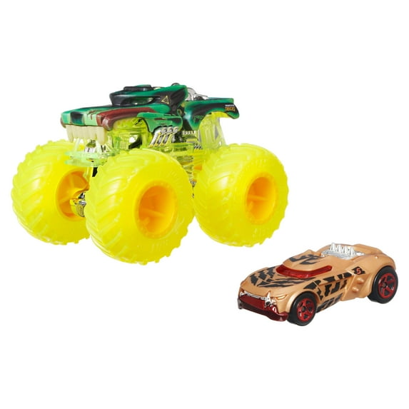Hot Wheels Monster Truck & Car, 1:64 Scale Die-Cast Truck & Car (2 Vehicles) (Styles May Vary)