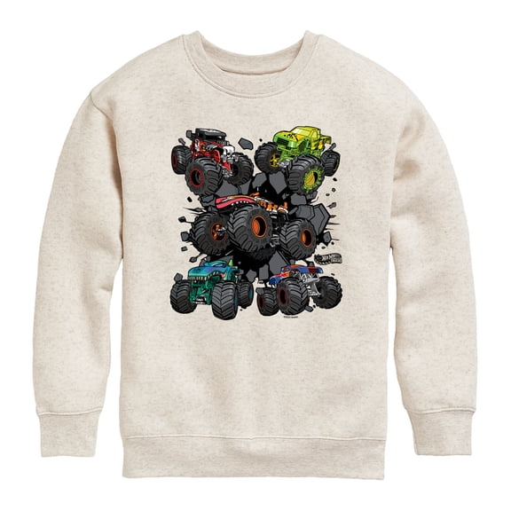 Hot Wheels - Monster Truck Grids - Youth Boys Crew Fleece Sweatshirt