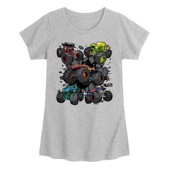 Hot Wheels - Monster Truck Grids - Youth Girls Short Sleeve T-Shirt