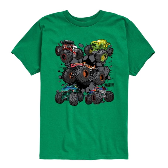 Hot Wheels - Monster Truck Grids - Youth Boys Short Sleeve Graphic T-Shirt