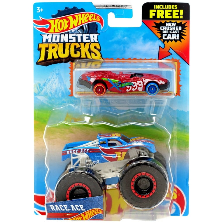 Hot Wheels Monster Trucks Race Ace Diecast Car (Crushed Die-Cast