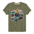 thumbnail image 1 of Hot Wheels - Monster Truck Stickers - Kids Toddler And Youth Short Sleeve Tee, 1 of 5