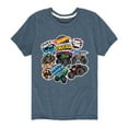 thumbnail image 1 of Hot Wheels - Monster Truck Stickers - Kids Toddler And Youth Short Sleeve Tee, 1 of 5