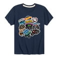 thumbnail image 1 of Hot Wheels - Monster Truck Stickers - Kids Toddler And Youth Short Sleeve Tee, 1 of 5