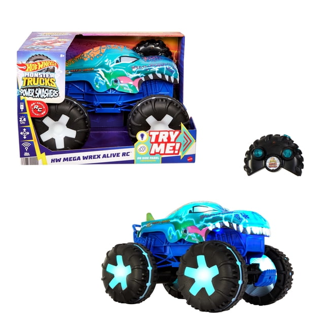 Hot Wheels Monster Trucks 1:15 Scale Mega-Wrex Alive Remote-Control Battery-Powered Toy