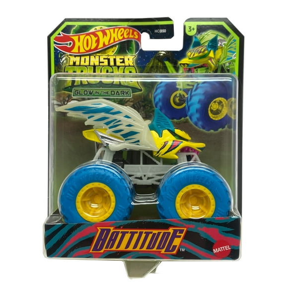 Hot Wheels Monster Trucks 1:64 Scale Diecast Glow in The Dark Battitude