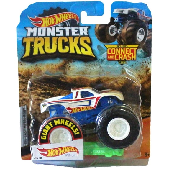 Hot Wheels Monster Trucks 1:64 Scale Racing Truck with Connect Crash Car #28/50