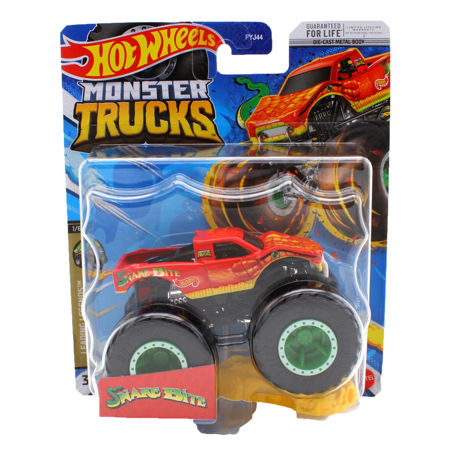 Hot Wheels Monster Trucks 1 64 Scale Snake Bite 1 6 Includes Connect and Crash Car Walmart