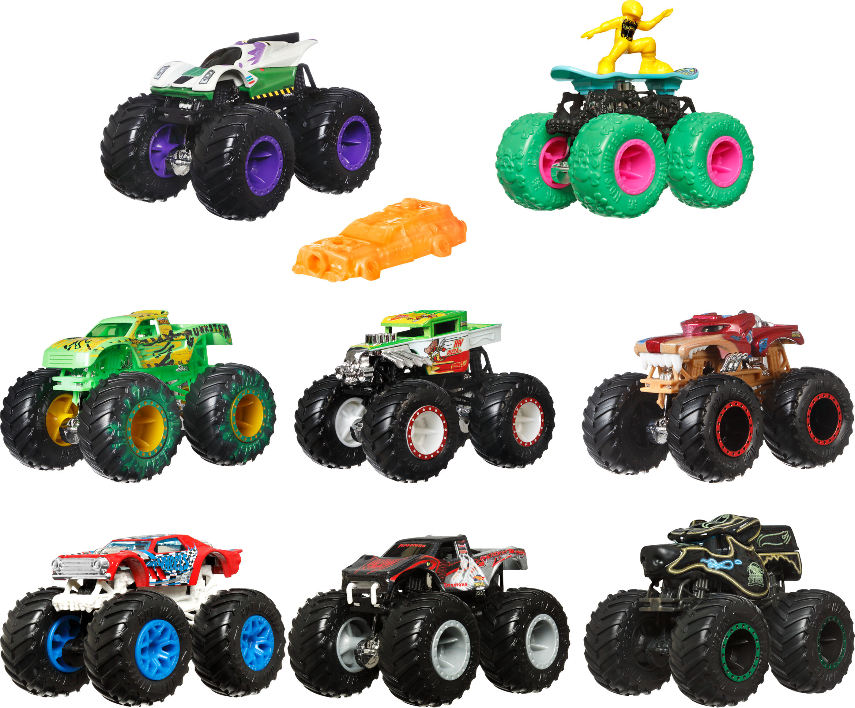 Hot Wheels Monster Trucks Playset 1 64 Scale Toy Truck Crushable Car 