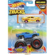 Hot Wheels Monster Trucks 164 Scale Vehicles 2 Pack; 1 Die-Cast Truck & 1 Car