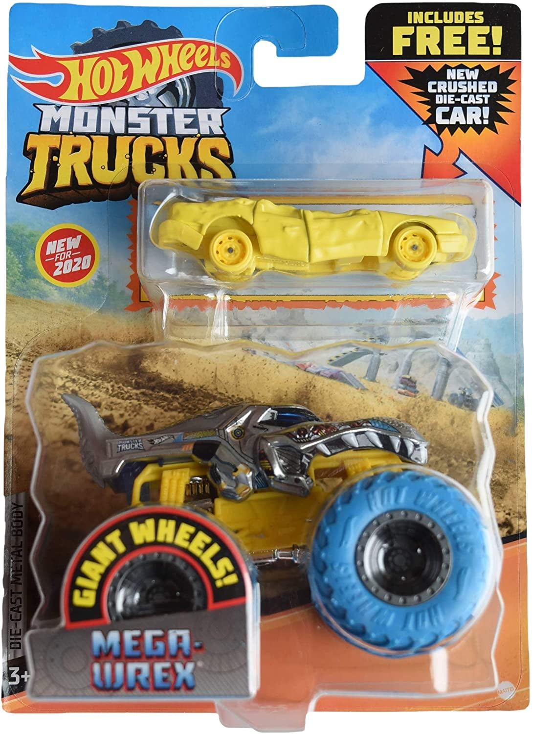 Hot Wheels Monster Trucks 2-Pack, 1:64 Scale Vehicle with Giant Wheels and Die-Cast Car
