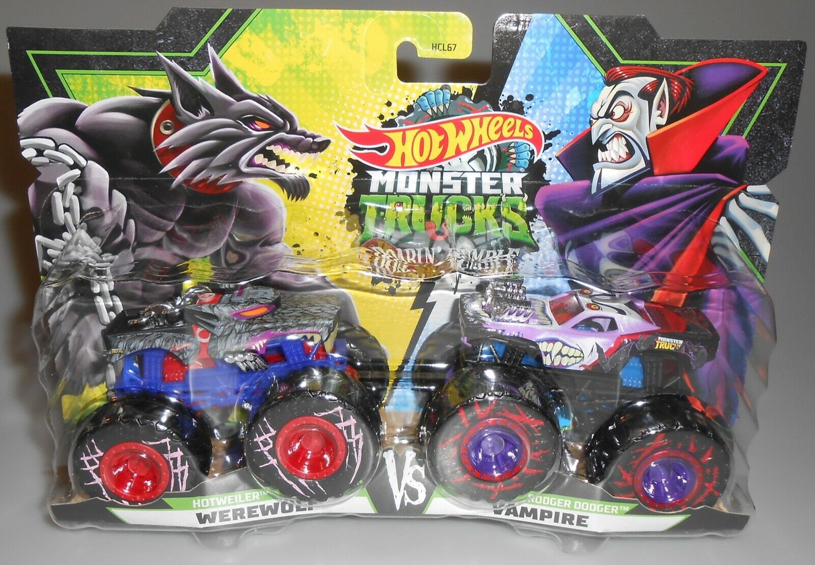 Hot Wheels Monster Trucks 2Pack Roarin" Rumble Werewolf Vs.Vampire 2022, 164
